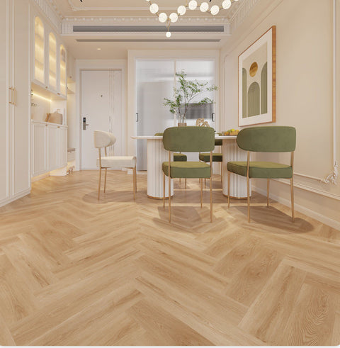 Cleveland Beige Rigid Core SPC Vinyl Wood Herringbone Flooring 126x630mm £24.99 per m2