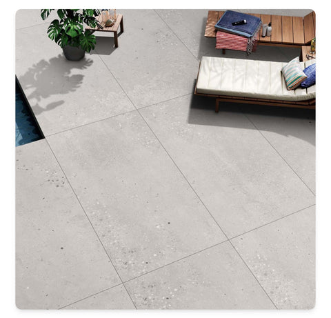 Pompeii White Outdoor Matt Porcelain Tile 600 x 900 mm