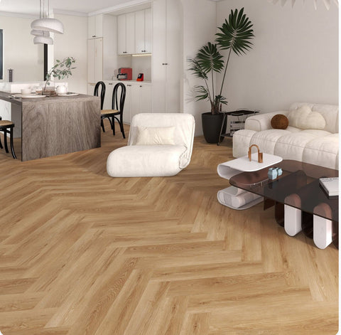 Cleveland Beige Rigid Core SPC Vinyl Wood Herringbone Flooring 126x630mm £24.99 per m2
