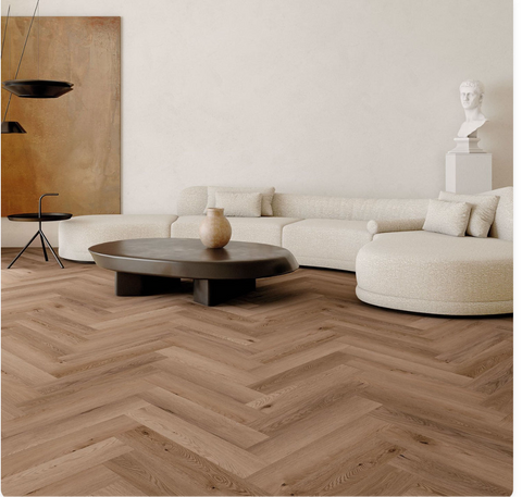 Adlington Premium Roble Rigid Core SPC Vinyl Wood Herringbone Flooring 125x625mm £24.99 per m2