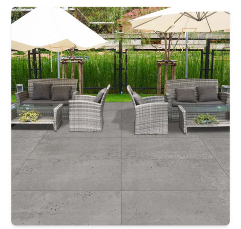 Pompeii Grey Outdoor Matt Porcelain Tile 600x600mm
