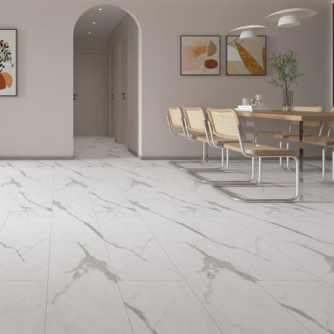 Kansas Rigid Core SPC Vinyl White Marble Flooring 305x610mm £24.99 per m2